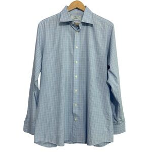 Charles Tyrwhitt Jermyn Street London Blue Plaid Button Down Dress Shirt 16.5/36